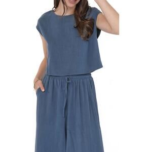 NEW SADIE & SAGE linen blend top in indigo